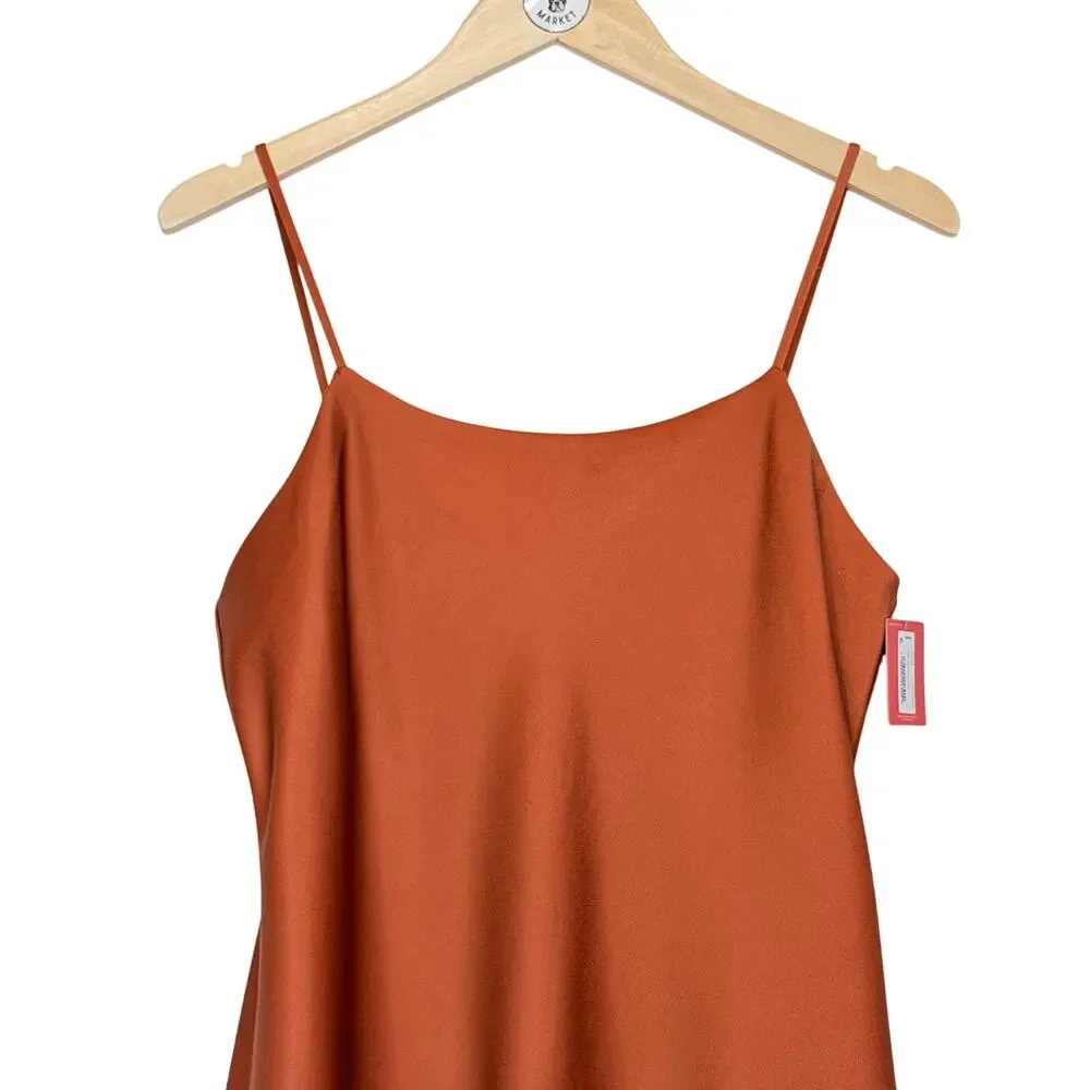 SPANX Carefree Reversible Slip Dress M Sedona Rust Crepe / Satin Minimalist NEW